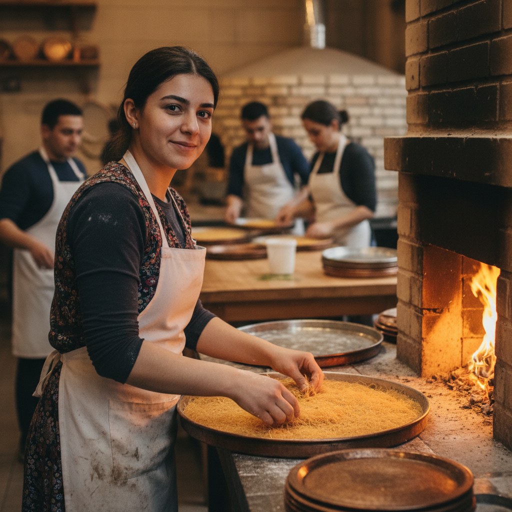Elif Doğan, malzeme istasyonunu hazırlarken
